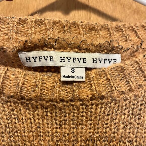 HYFVE Sweater Women’s Size Small Colorblock Crewneck Pullover Tan Rust Burgundy - Picture 3 of 7